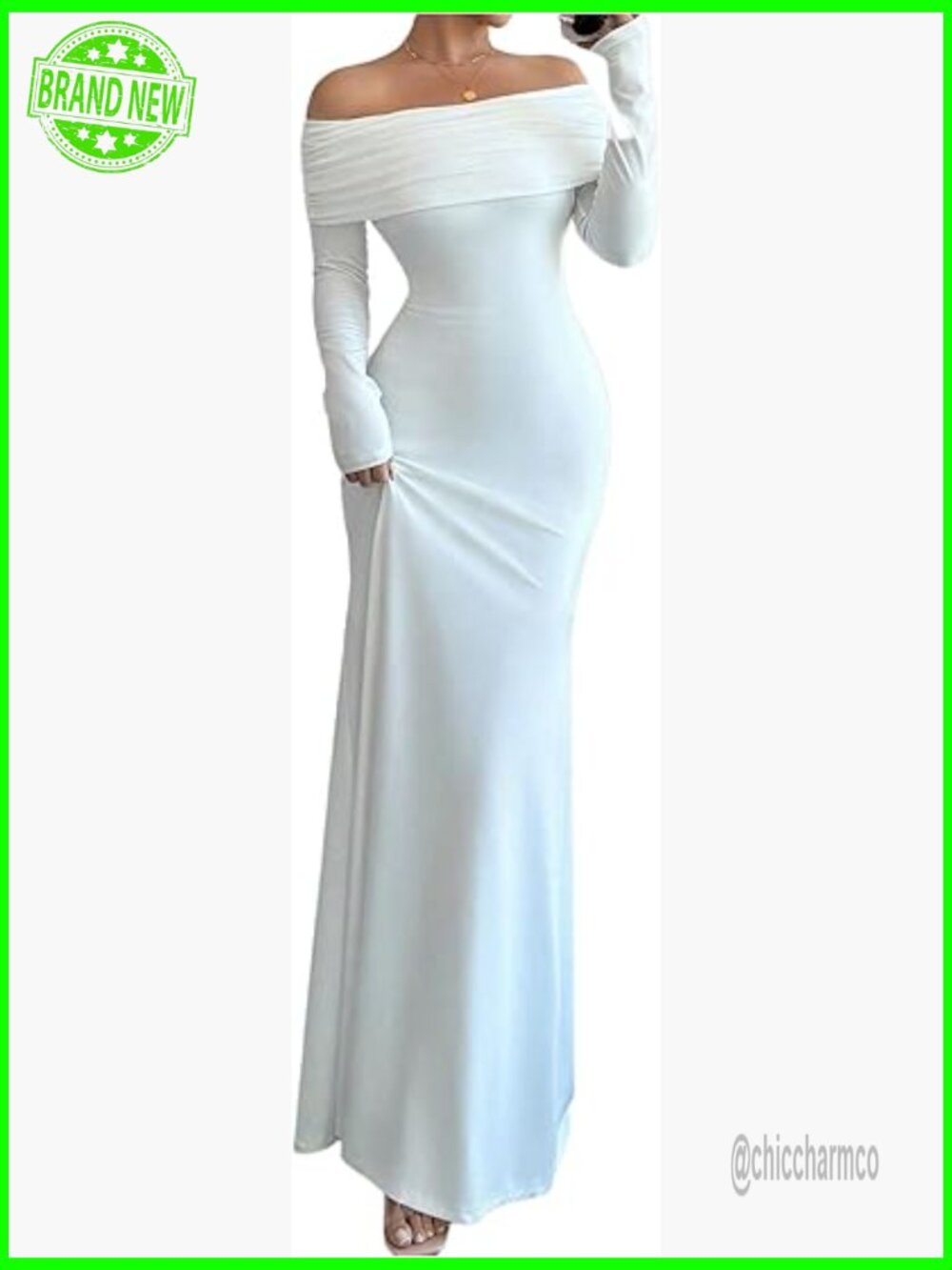 Long Sleeve Off Shoulder Bodycon Maxi Dress Formal Prom Cocktail